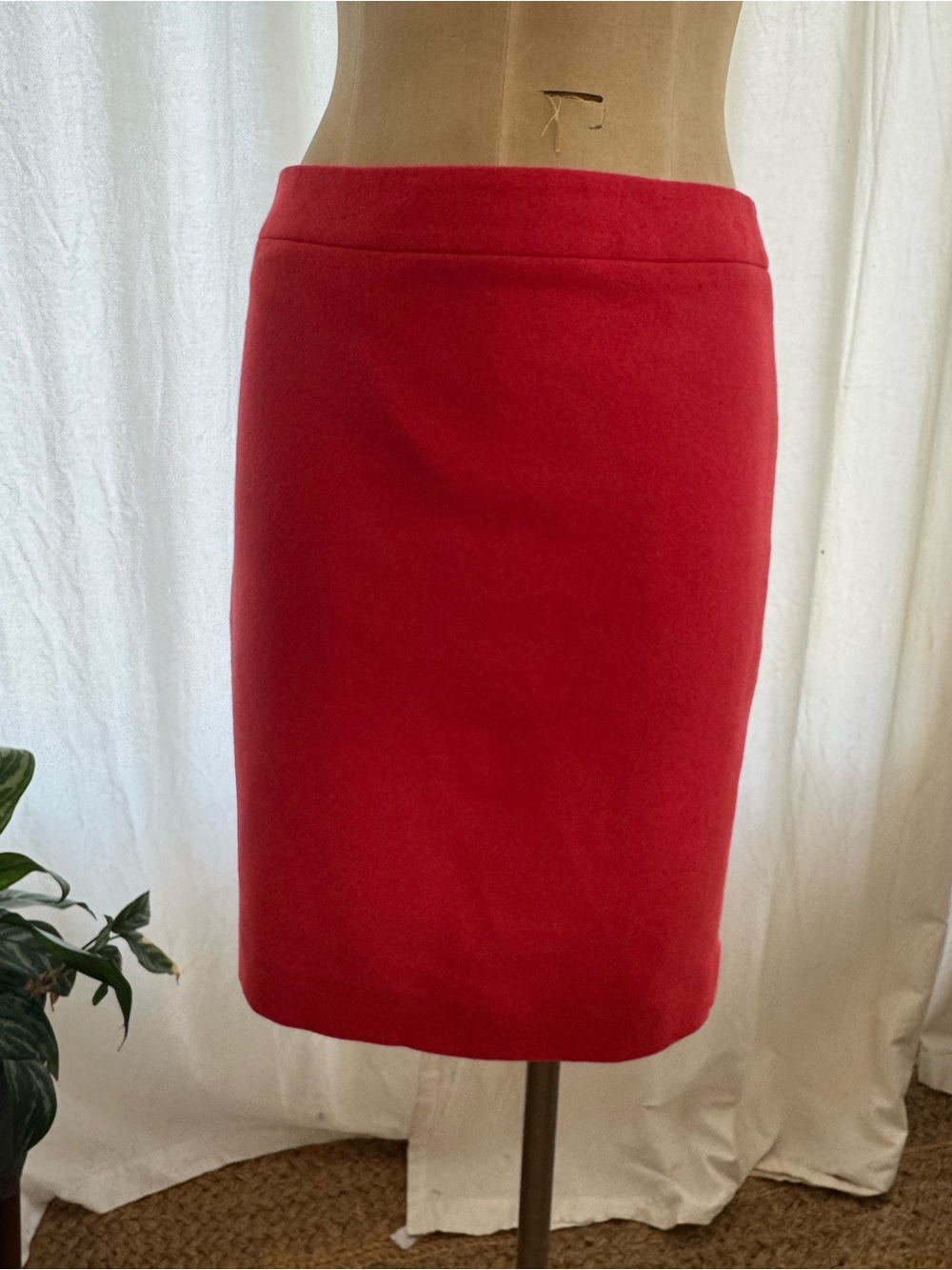 J. Crew Red Wool Pencil Skirt